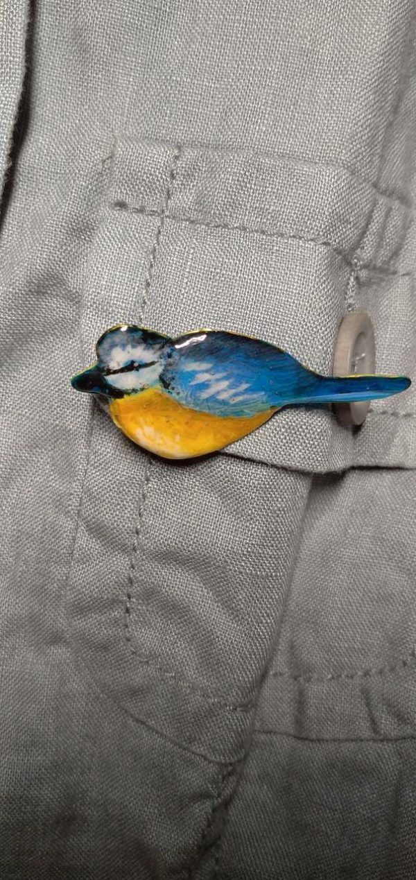 Broche resine mésange bleue