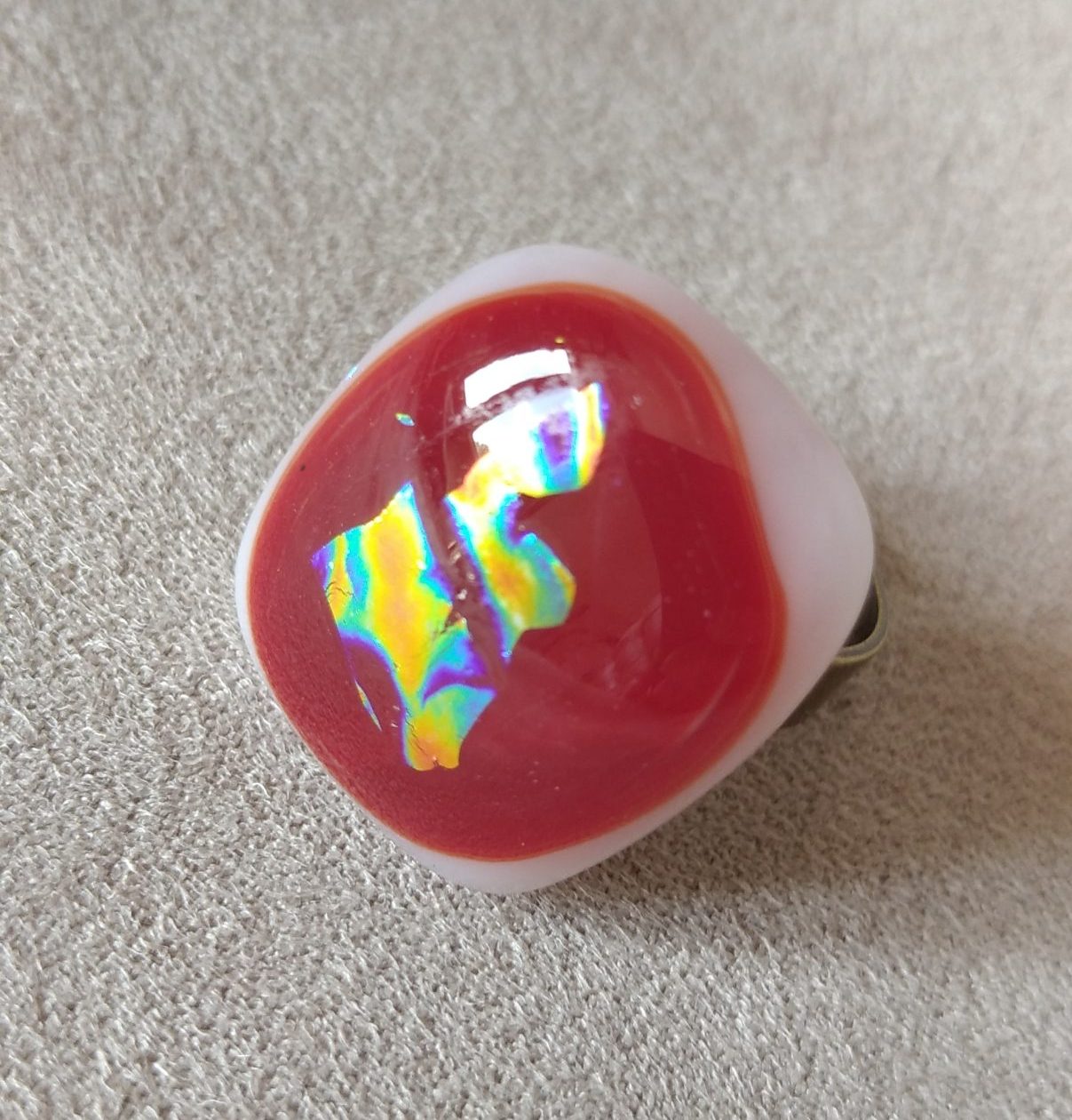 Bague fusing blanc rouge or