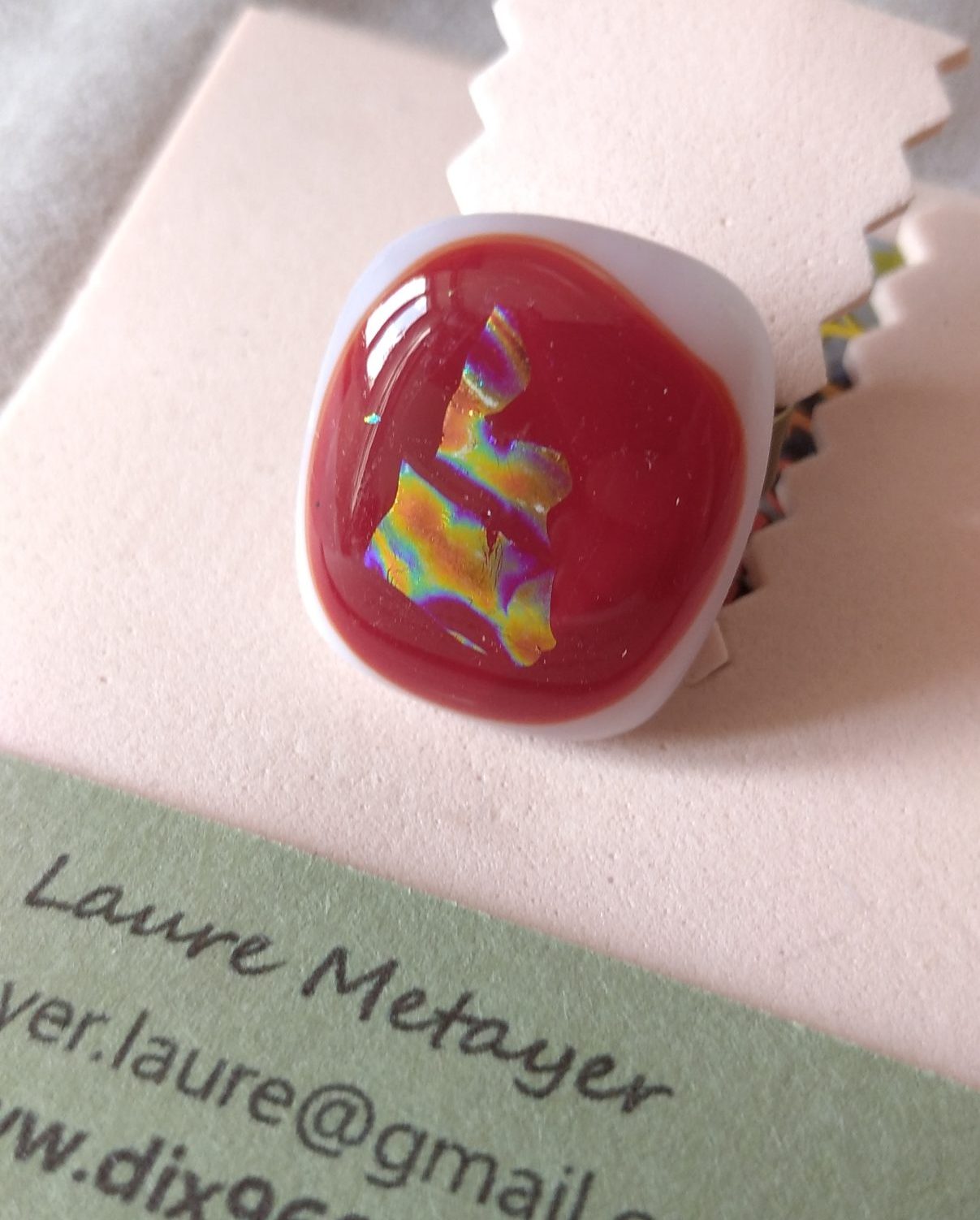 Bague fusing blanc rouge or